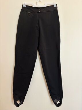 Vintage Schoeller Women's Black Softshell Ski Pants Stretch Zip Leg Size 10